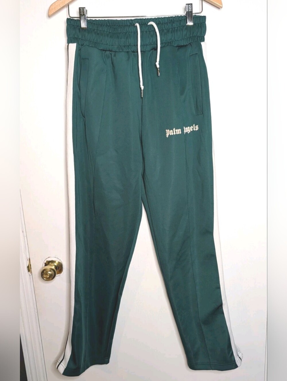 Palm Angels Track Pants Green Side Stripe Men's size Large Active Streetwear